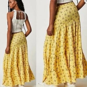 FREE PEOPLE NOVA TIERED FLORAL MAXI SKIRT